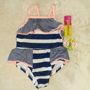 NEW! PENELOPE MACK 1 PC SWIMSUIT 50+ UV PROTECTION NAVY/PEACH-GIRLS SIZE 24 MO.